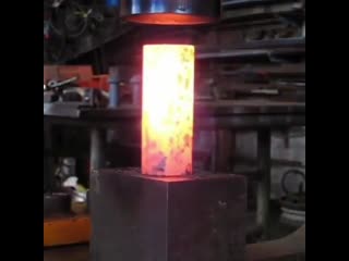 yazhehoszain l forging a 1/2" (38 mm) hot steel round head rivet on a 100 ton press